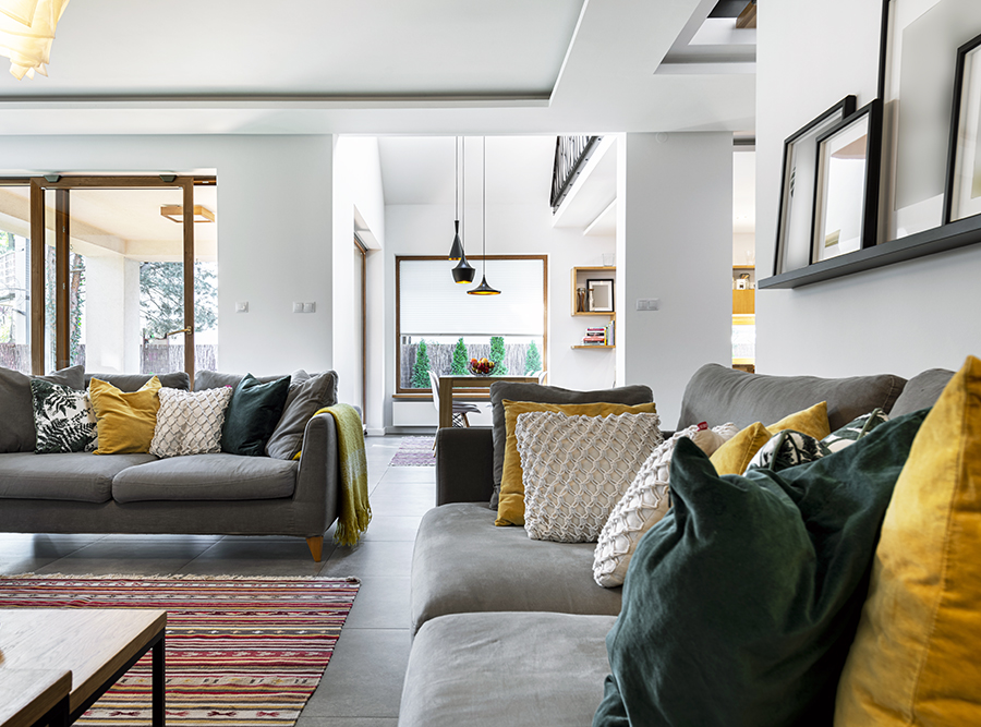 Bespoke Estate Agents in Tooting and Balham Modern Living Room with Yellow and Green Furnishings and Cushions